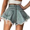 Женские рваные джинсовые шорты с высокой талией и кисточками в европейском и американском стиле (2022)
