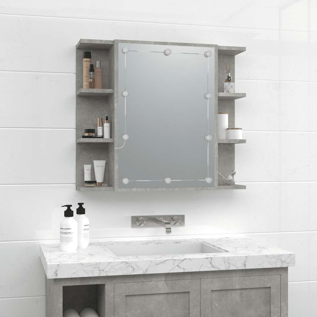 LED Mirror Cabinet in Concrete Grey 70 x 16.5 x 60 cm