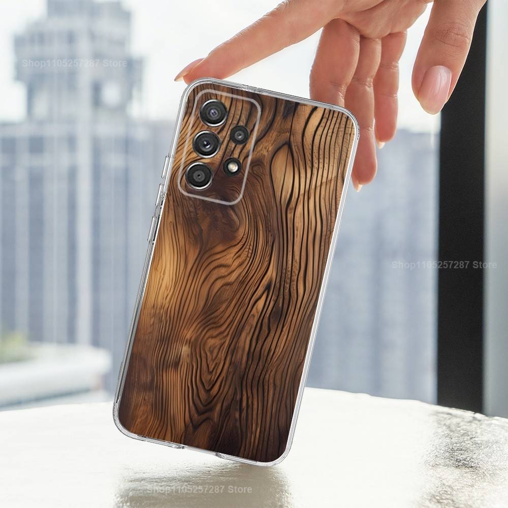 Wood Texture Natural Case For Samsung A30,71,51,S9,10,20,Ultra,Lite,S22,FE,23,21,PIus,Transparent, Silicone