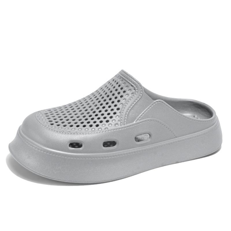 Hole Shoes Men'S Outdoor Casual Non-Slip Beach Sandals Thick-Soled Hollowed-Out Breathable Men'S Bag Head Slippers