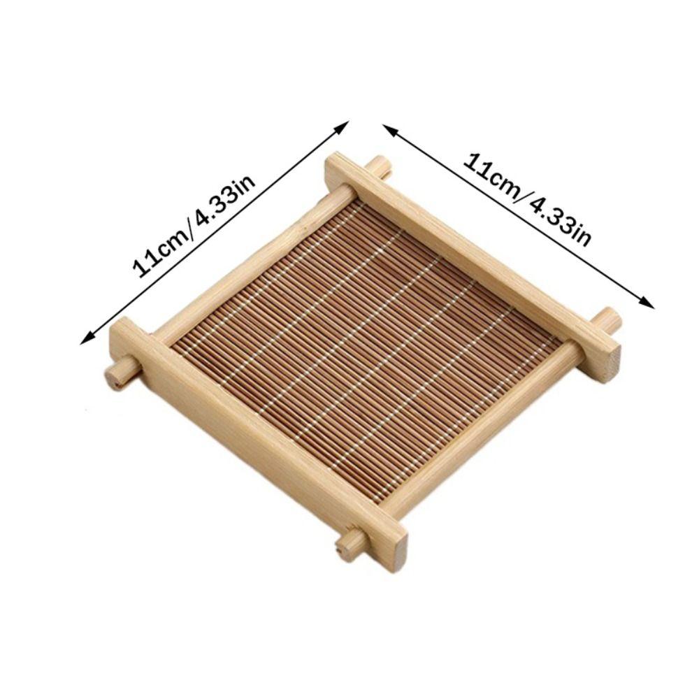 Square Bamboo Teacup Pad Retro Coffee Cup Mug Cup Tableware Heat Insulated Coasters Kitchen Restaurant Decorative Accessories