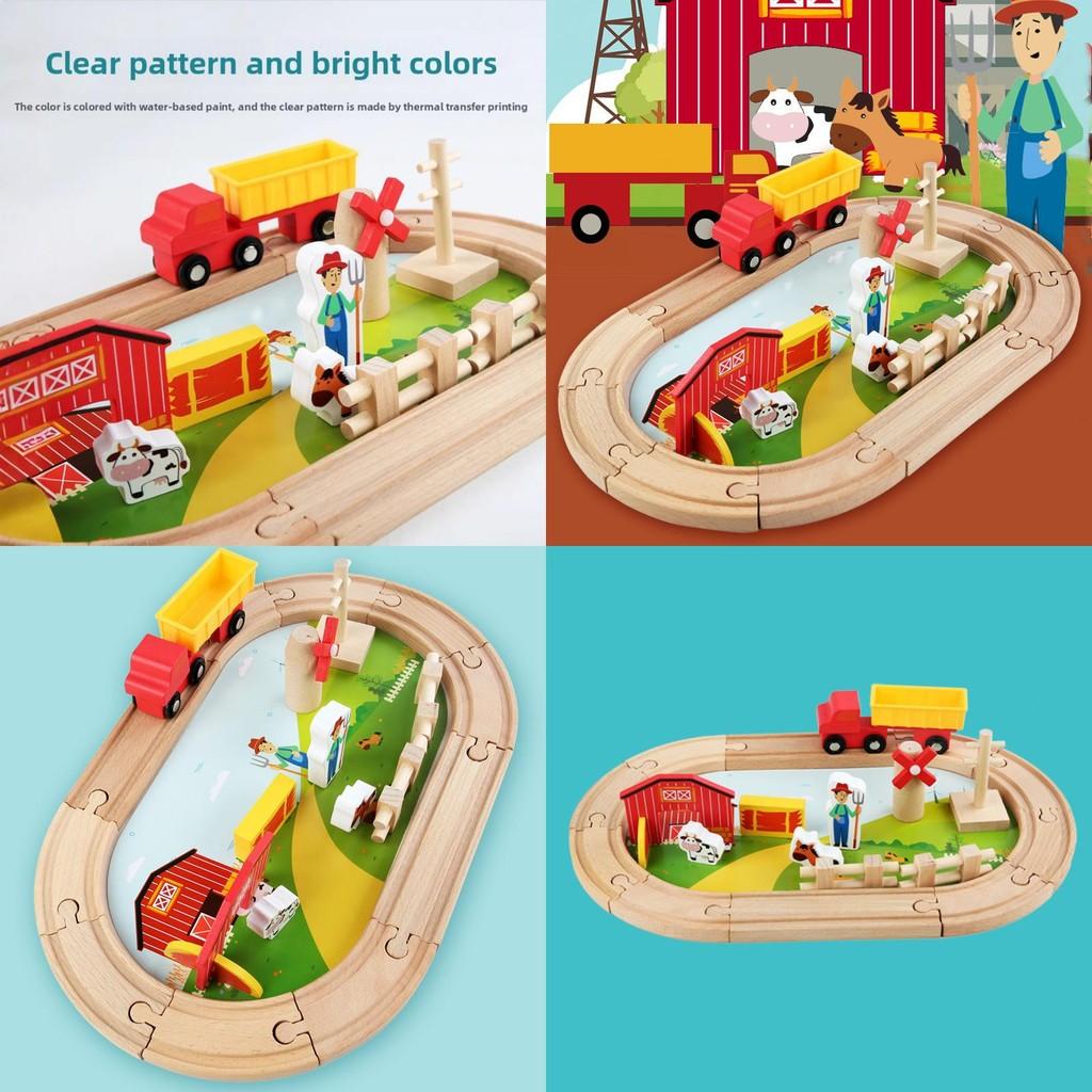 Деревянная Ферма Трек Сцена Строительные Блоки Детский Набор Игрушек Для Детей Развивающая Игра