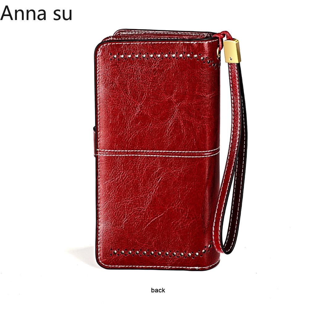 Ladies Leather Wallet Large Capacity Multifunctional Long Wallet European and American Retro Clutch