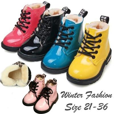 2024 новые модные ботинки, зимняя детская обувь, непромокаемые ботинки martin из искусственной кожи, детские зимние сапоги