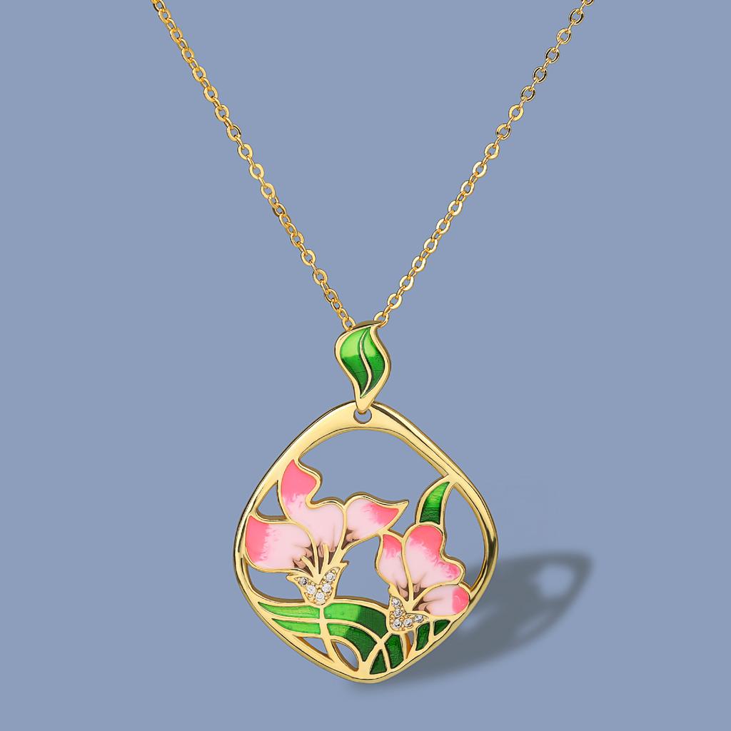 Best Selling Womens Colorful Enamel Flower Necklace