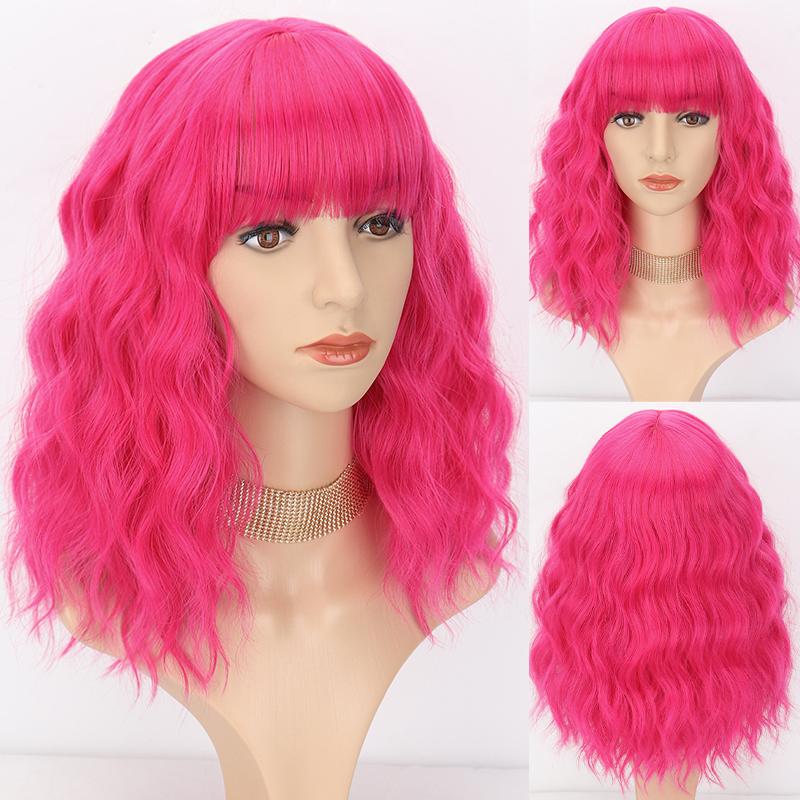 MISSQUEEN Женский модный оранжевый парик длиной до плеч с челкой из синтетического волокна для косплея, повседневная одежда, короткий волнистый парик Боб