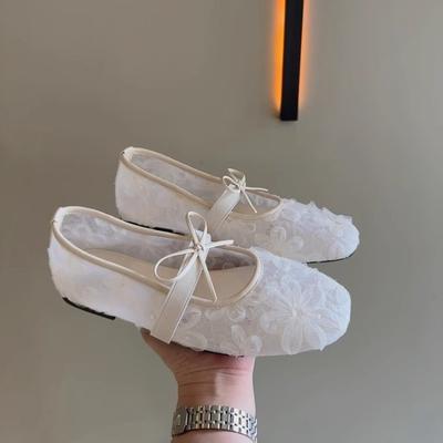 Туфли-лодочки с бантом женские туфли новая летняя сетчатая дышащая обувь Мэри Джейн с мелким вырезом