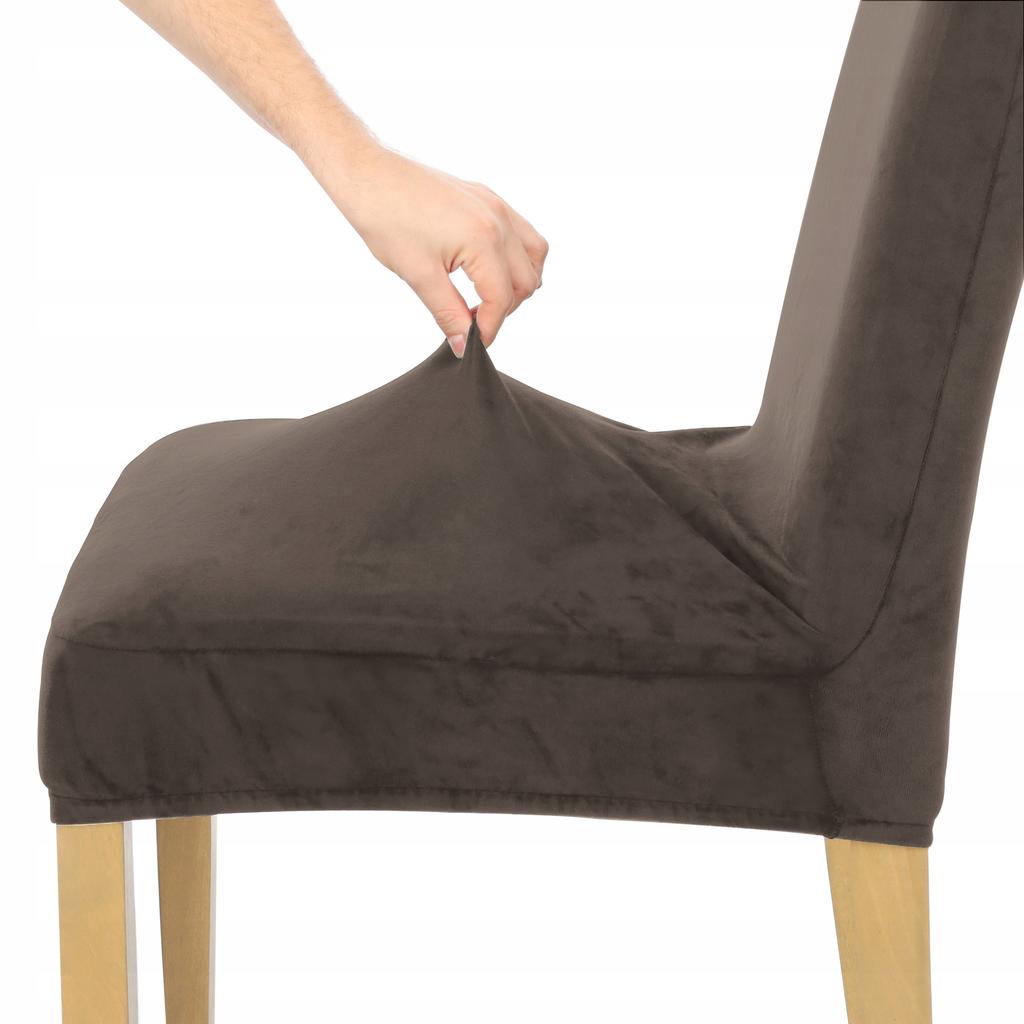 Cocoa Brown Velvet Elastic Chair Cover [21Wk]