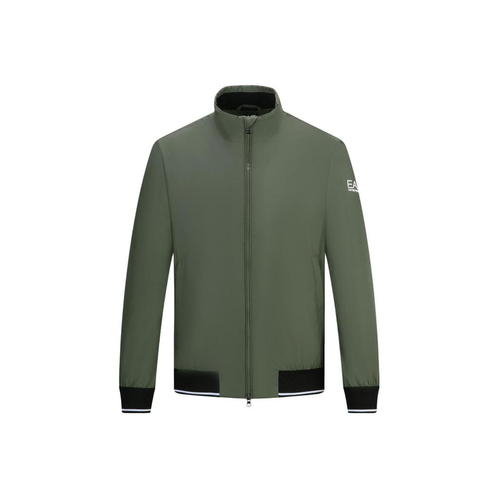 Emporio Armani EA7 Весна-Лето 2024 Логотип Принт Буквы Воротник-стойка Молния Повседневная Куртка с Длинным Рукавом Мужские куртки Зеленый 3DPB07-PN27Z-1846
