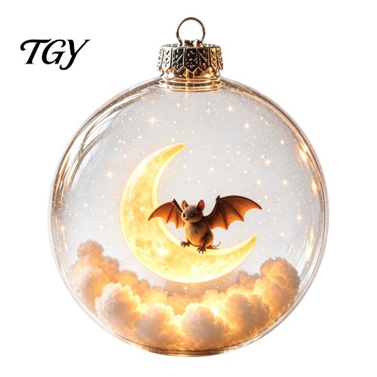 Outdoor Festive Party Supplies Halloween Glowing Sphere, Lighted Clear Ball Ornament, Cute Witch Bedroom Ceiling Ornament Cat, LED Hanging Decoration