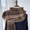 Korean Style Plaid Double-Sided Warm Thick Scarf for Couples and Students, Versatile Autumn/Winter Neck Warmer Shawl