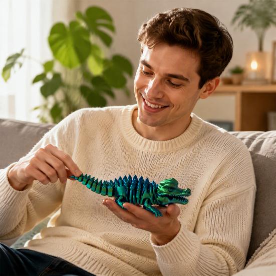 Реалистичная модель животного из PLA, 3D-печатная шарнирная игрушка-крокодил, гибкая фигурка рептилии, игрушка-антистресс для интерактивной сенсорной игры, снятие стресса,