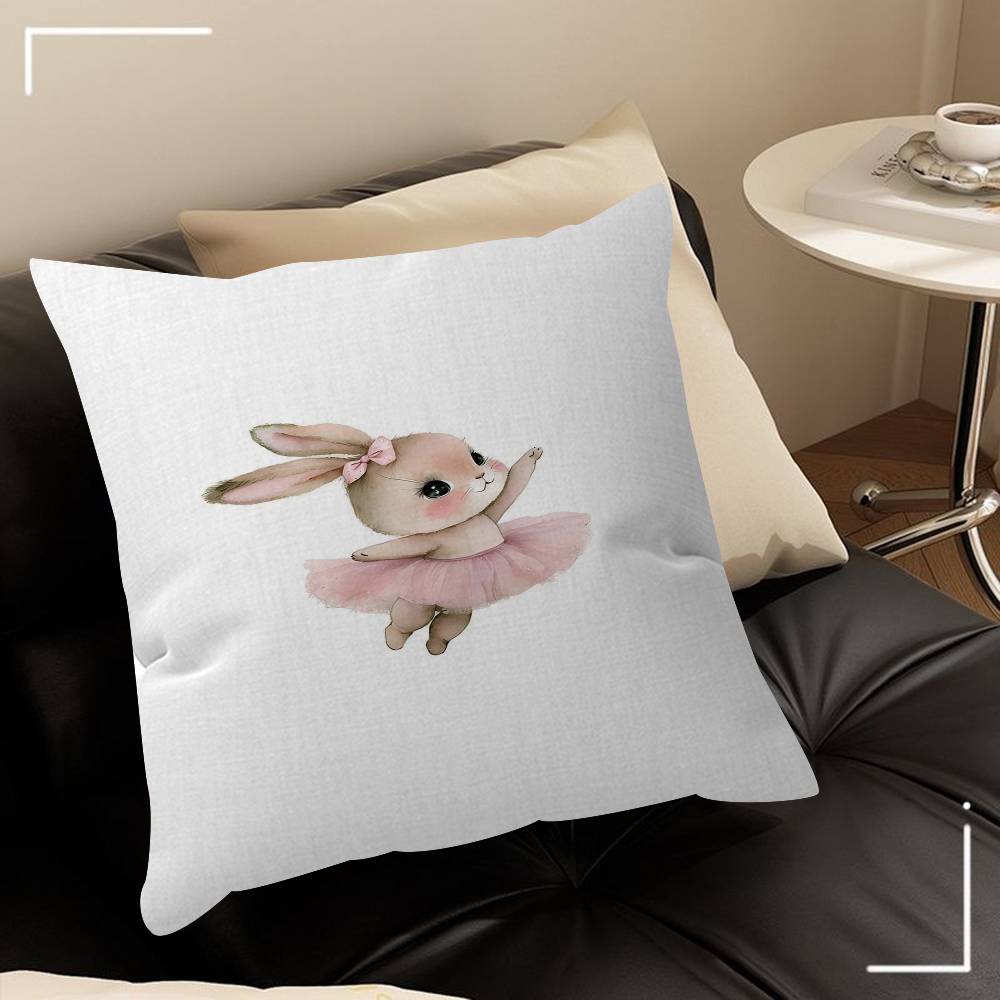 Cute Ballerina Bunny Ballet Animal Pillowcase Toon Gift Cushion Cover Bedroom Home Sofa Chair Seat Decor Pillow Case