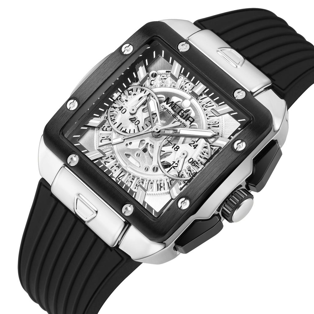 Часы для мужчин Роскошные спортивные кварцевые наручные часы с силиконовым ремешком Светящиеся стрелки Дата Мужской хронограф Часы Reloj Hombr