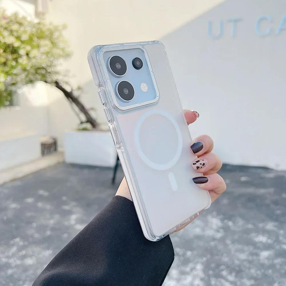 Новый Магнитный Чехол С Изменением Цвета для Xiaomi Redmi Note 13 Pro Plus 5G 4G Poco X6 M6 Pro Magsafe Беспроводная Зарядка Ударопрочный Чехол