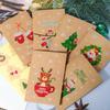 6pcsChristmas Greeting Card Set Kraft Paper Party Blessing Card Message Card Invitation Letter Envelope Sticker