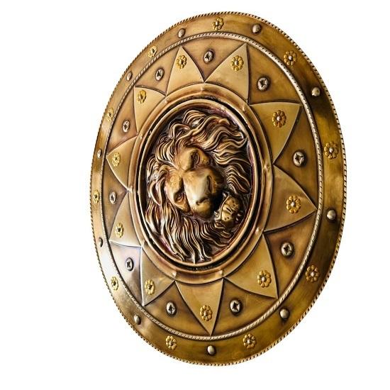 Handmade Medieval Lion Shield: Bronze Finish Wall Decor, Cosplay
