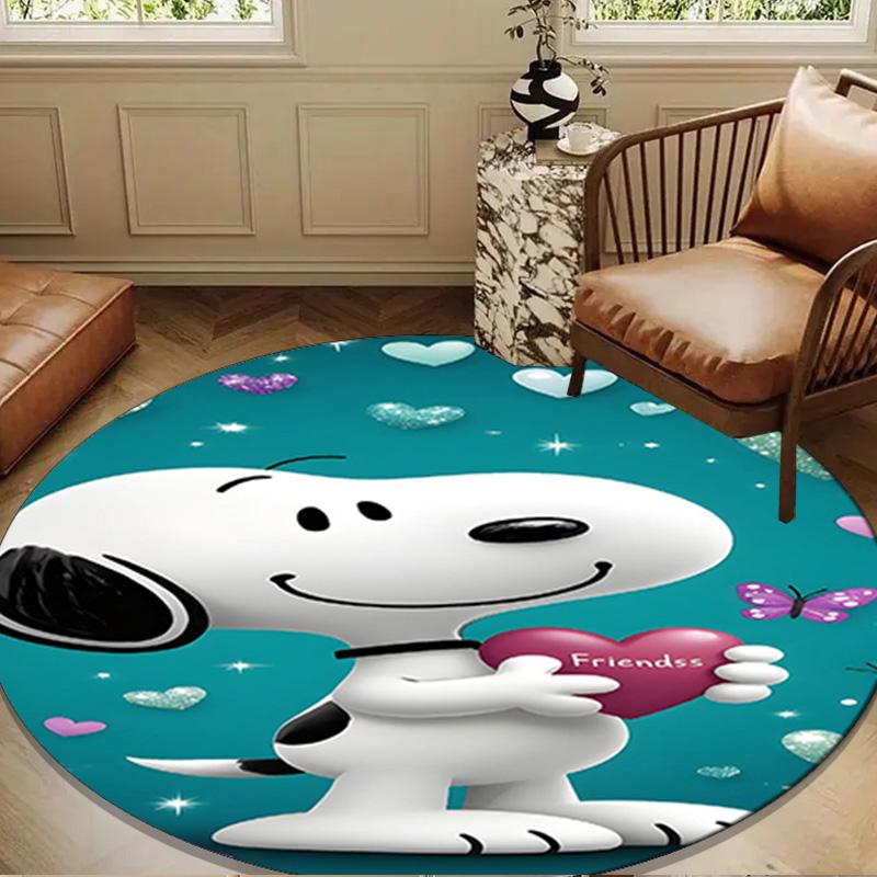 Cute Dog Heartfelt Night Round Rug for Livingroom,Bedroom, Palyroom, Chair Rug, Area rug, Circle Carpet, Large Size Fan Christmas gift
