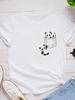 Карманный рисунок панды женская футболка короткий рукав O-образный вырез свободная женская футболка женская модная футболка топы одежда Camisetas Mujer
