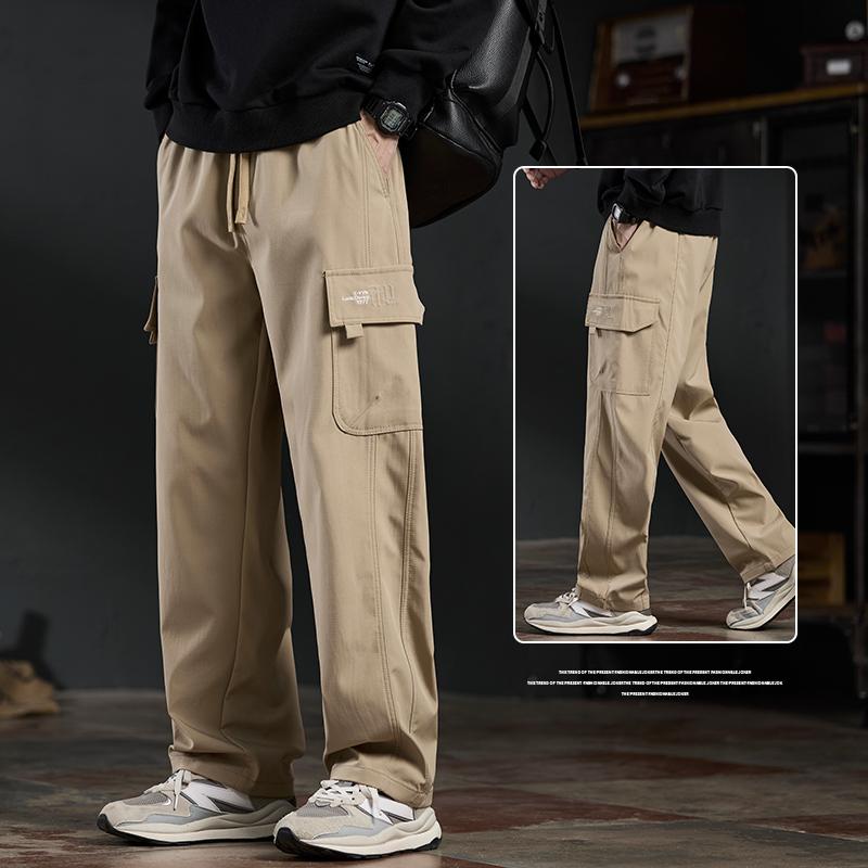 Мужские прямые повседневные брюки, свободные модные брюки-карго