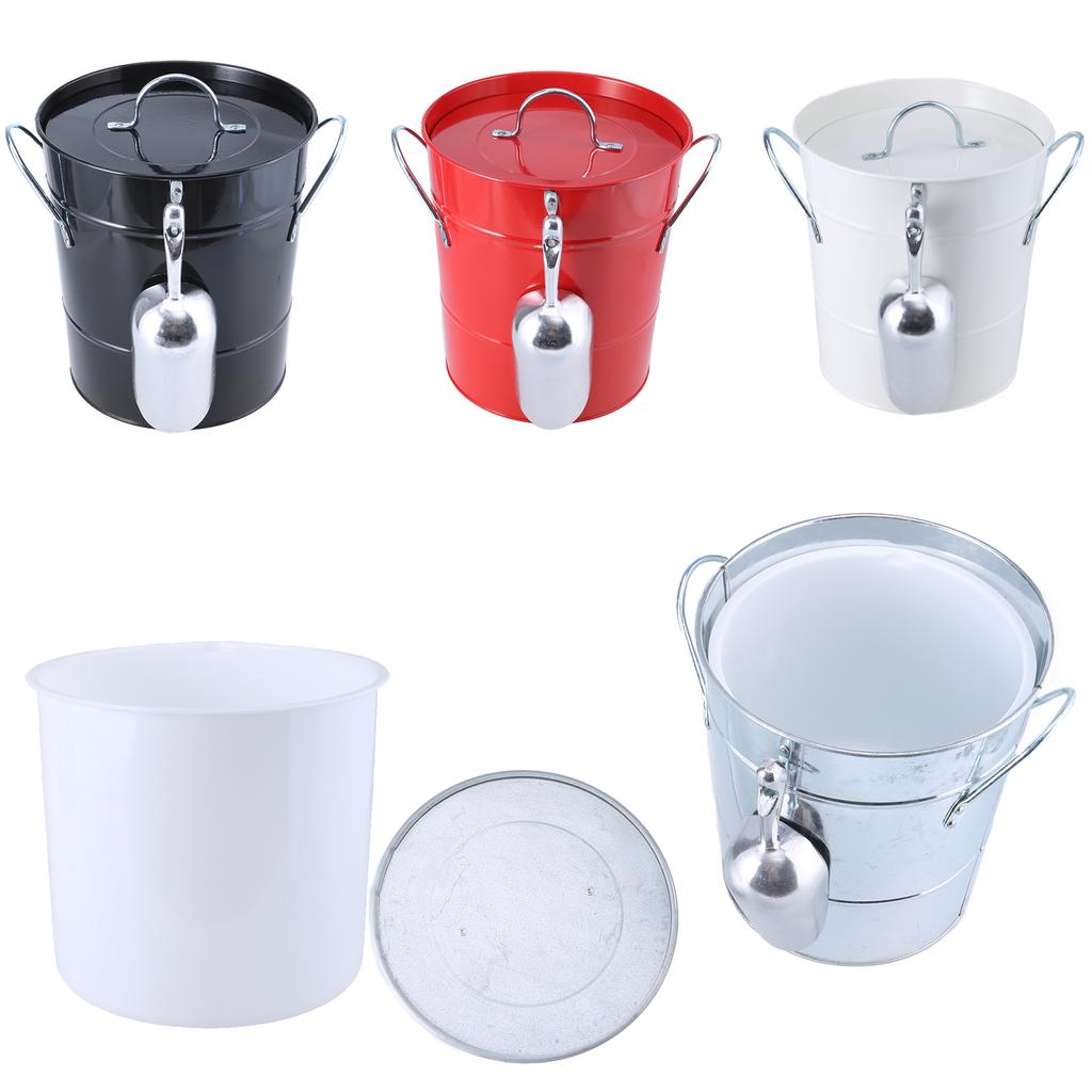 Ice Bucket with Scoop and Lid Metal Drink Coolers Wine Bucket Chiller Beverage Tub for Parities, Camping, Outdoor Bar