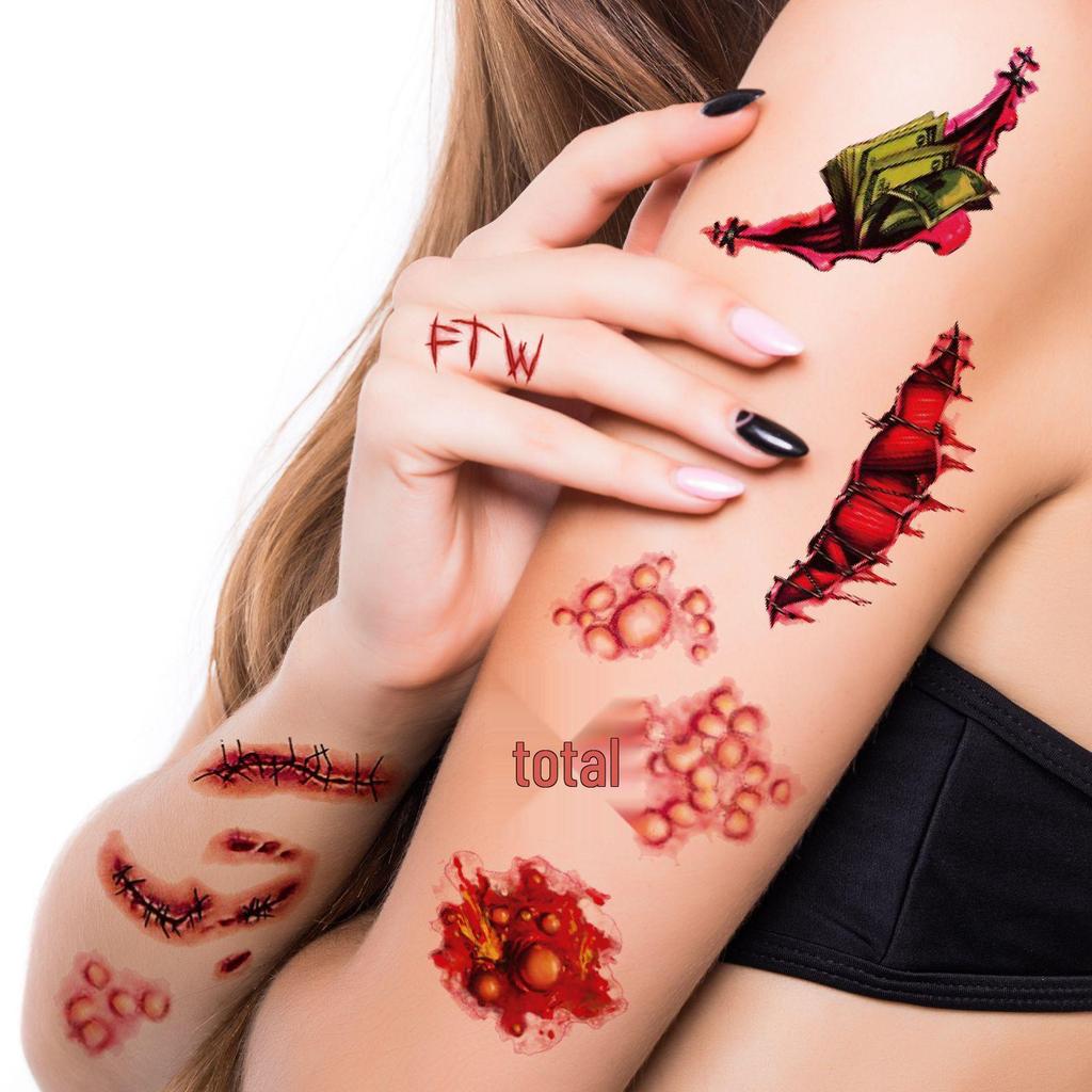 Waterproof Halloween Horror Scar & Face Tattoo Stickers