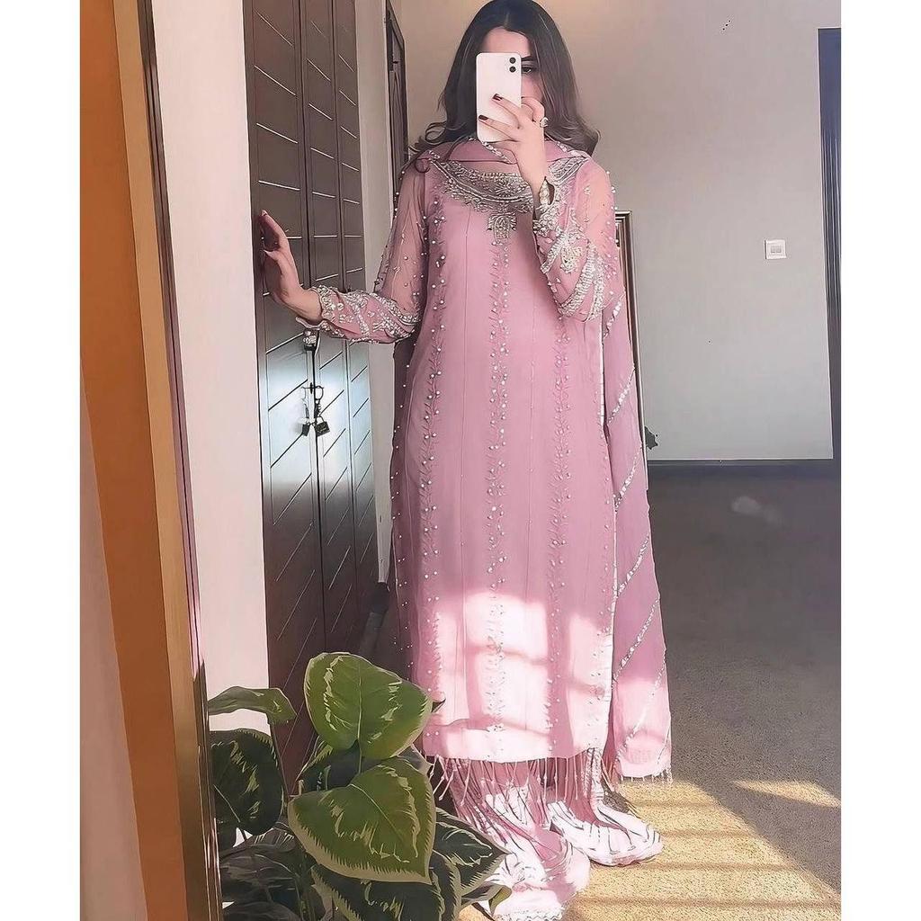 Представляем новый дизайнерский праздничный наряд: чистый тяжелый искусственный жоржет топ, палаццо и дупатта