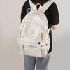 Cute Pastel Quilted Backpack for Women,Girls,Students & Teens,Embroidered Daypack with Smile Patch & Plush Charm,Kawaii Rucksack
