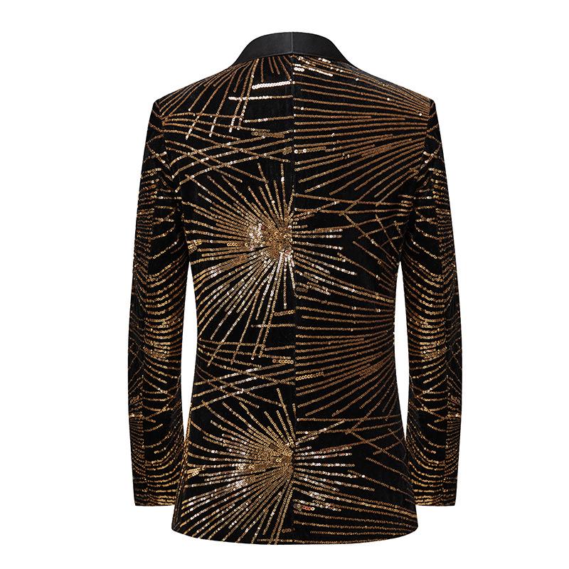 Мужской модный пиджак-смокинг с пайетками для сценических выступлений