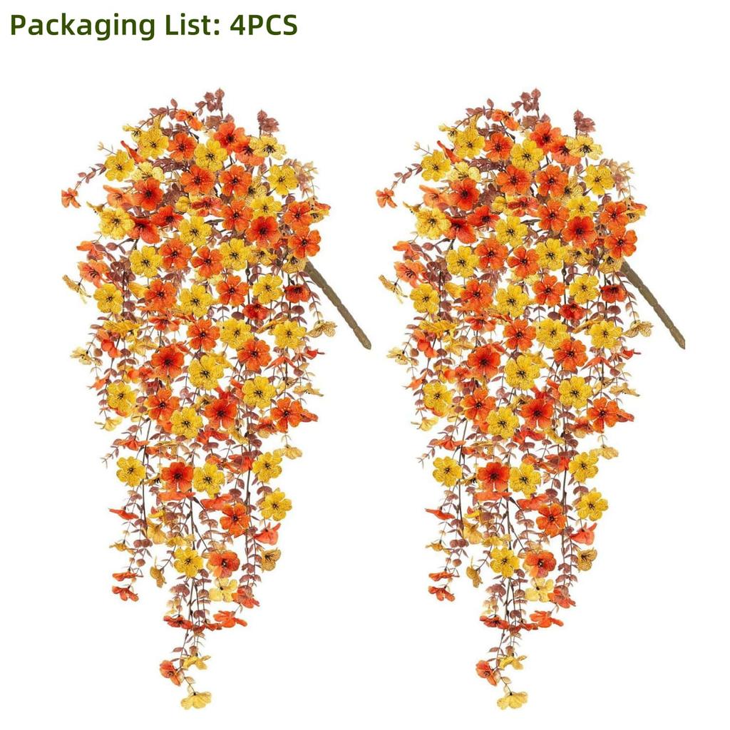 4PCS Hanging Artificial flowers -Eucalyptus Leaves Floral - Fake flowers Indoor/Outdoor Decor Garden -  Durable Plastic Florals