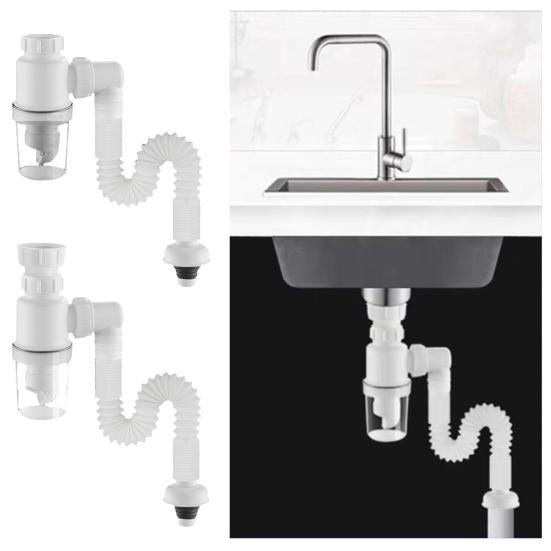 1 Set Sink Drain Pipe Easy Installation Odor Resistant Universal Sewer Pipe Kit for Bathroom Home Kitchen