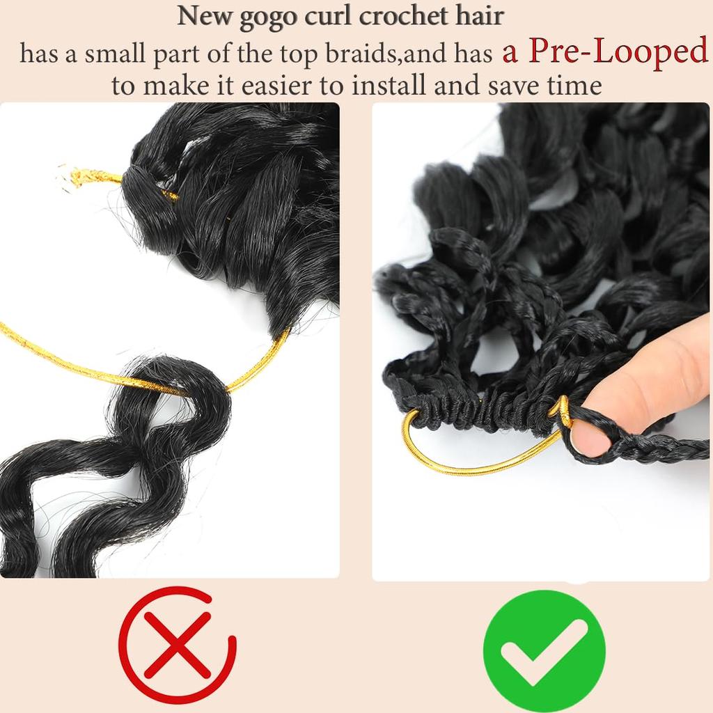 Коробка Gogo Curl Crochet Hair для черных женщин, с петлями, короткие, океанская волна, crochet hair, водная волна, пляжный curl, crochet braiding hair