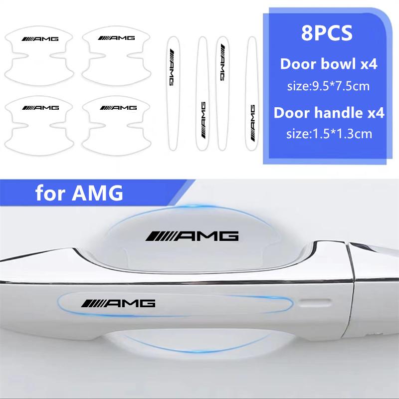 GDX2 8pcs Transparent Auto Door Wrist Protector Side Handle Decal TPUMWT for Mercedes Benz AMG W124 W203 GLS GLA Interior Mouldings
