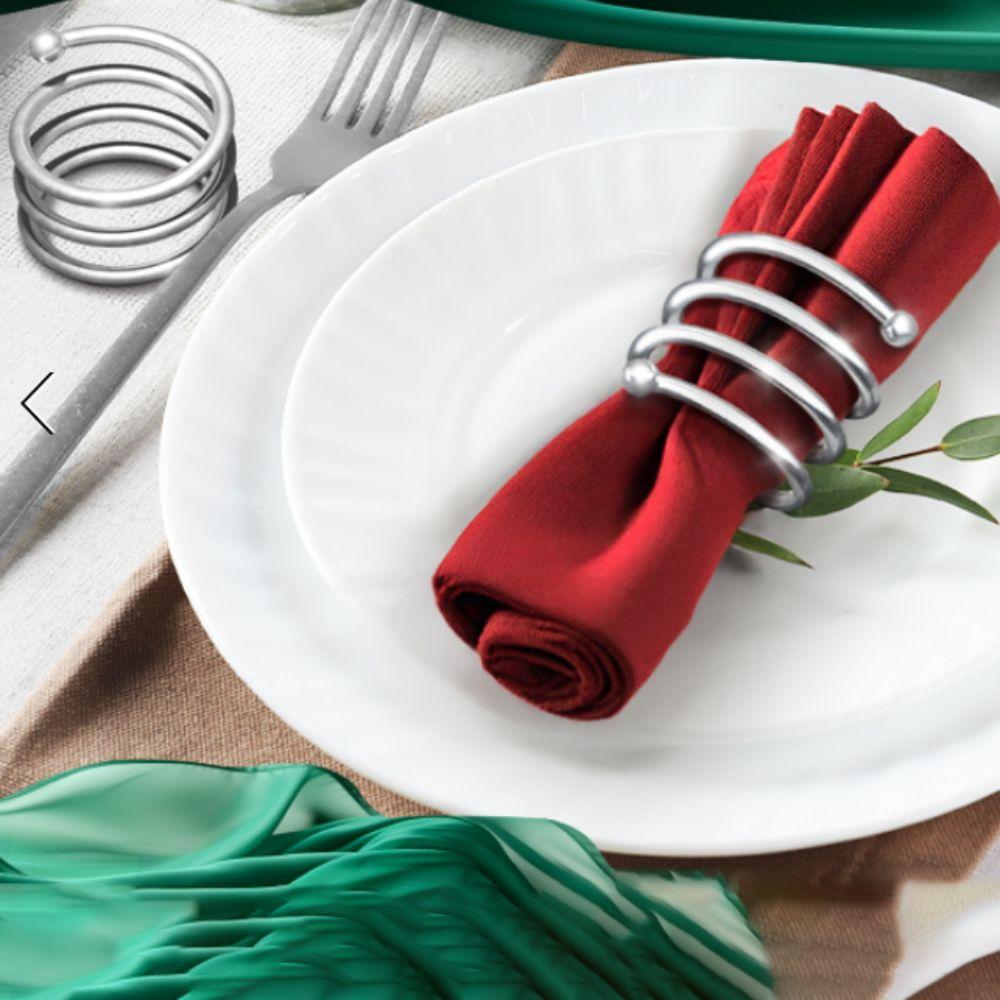 6 шт. Золотые/Серебряные кольца для салфеток в форме пружины, кольца для салфеток с двойными бусинами, свадебные