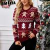 Gingerbread Man Jacquard Long-sleeved Sweater Pullover Casual Top Christmas Sweater