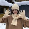 Wool Hat Scarf Gloves Set Warm Winter Beanie Hat Neck Warmer Thermal Knit Cap Winter