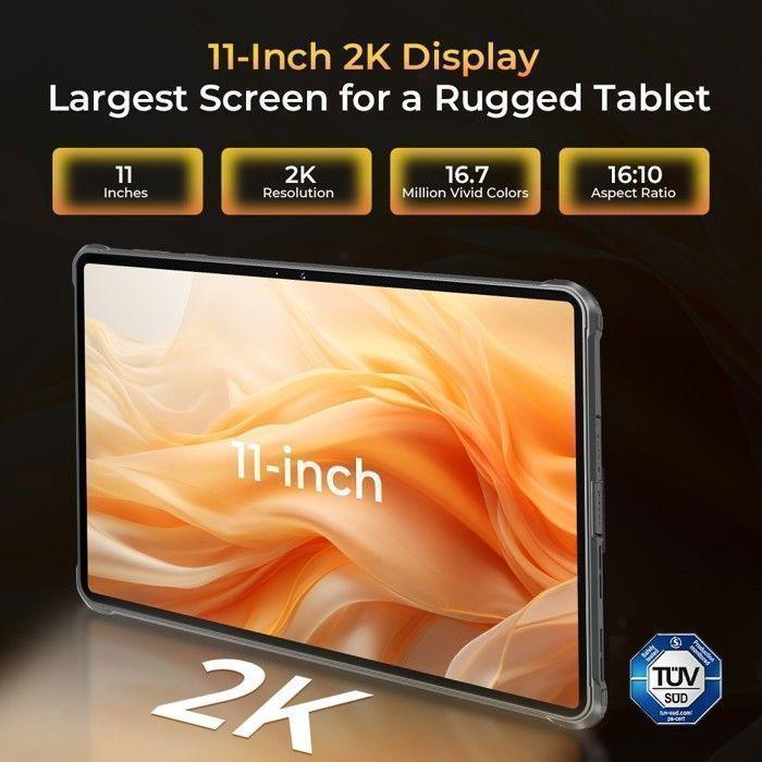 Tablette Incassable OUKITEL RT8 12GO+256GO Écran 11" 2K FHD+ 20000mAh Tablette Tactile 48MP Caméra Dual SIM 4G/IP69K/OTG/NFC Noir