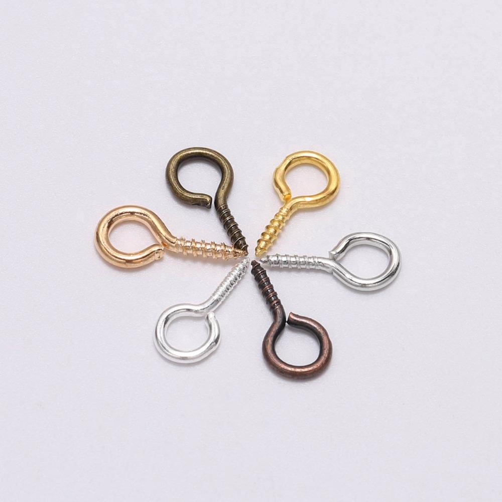 100-200pcs/lot Small Tiny Eye Pins Eyepins Hooks Eyelets Screw Threaded Clasps Hooks Supplies For Jewelry Findings Wholesale