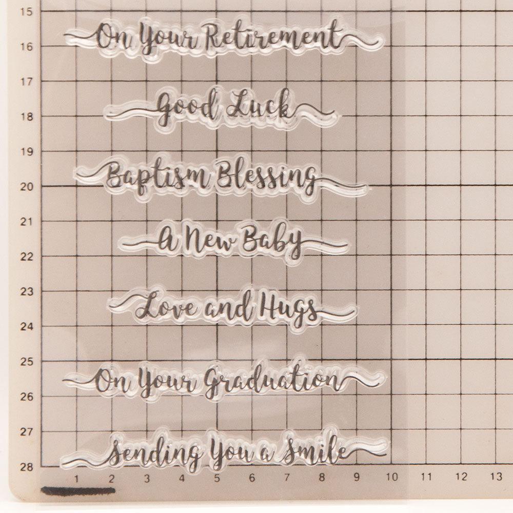 Christmas Birthday Greeting Transparent Silicone Clear Stamps DIY Scrapbooking Album Paper Card Best Wishes Word Letter