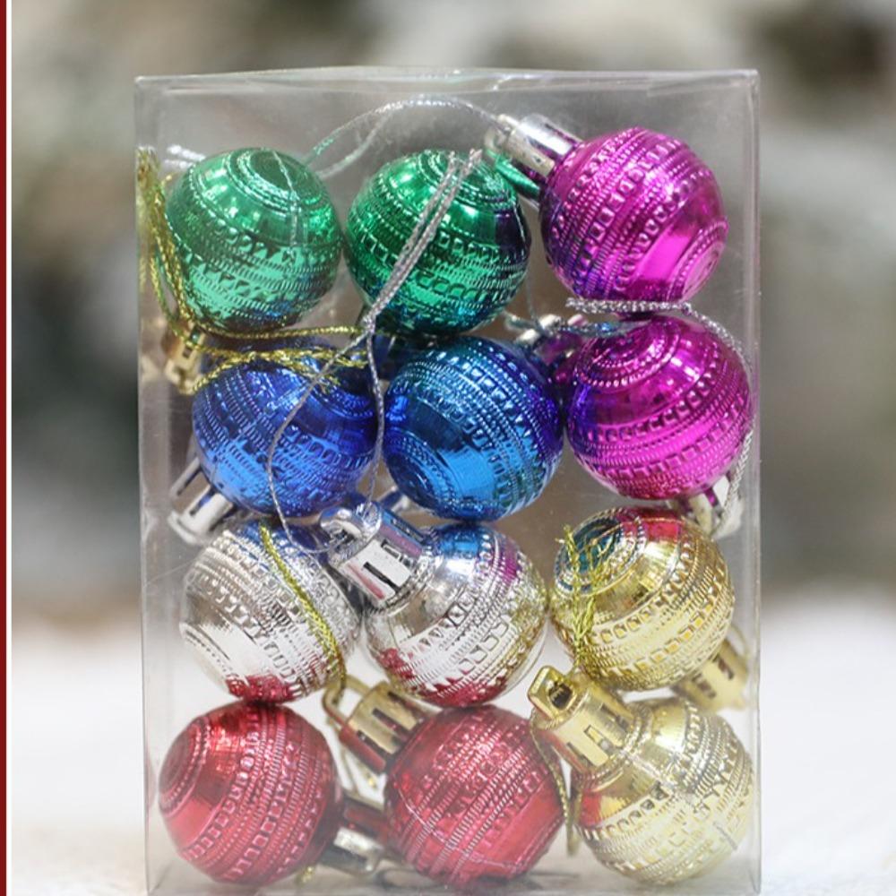 12pcs/Box Color Electroplated Ball Christmas Tree Ornament Plastic Christmas Decorations