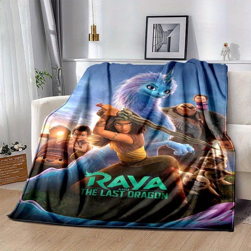 Raya and The Last Dragon Cartoon Flannel Blanket - Ultra-Soft, Cozy, and Comfortable for Sofa, Bedroom, Camping, and Travel - Four-Season Ve