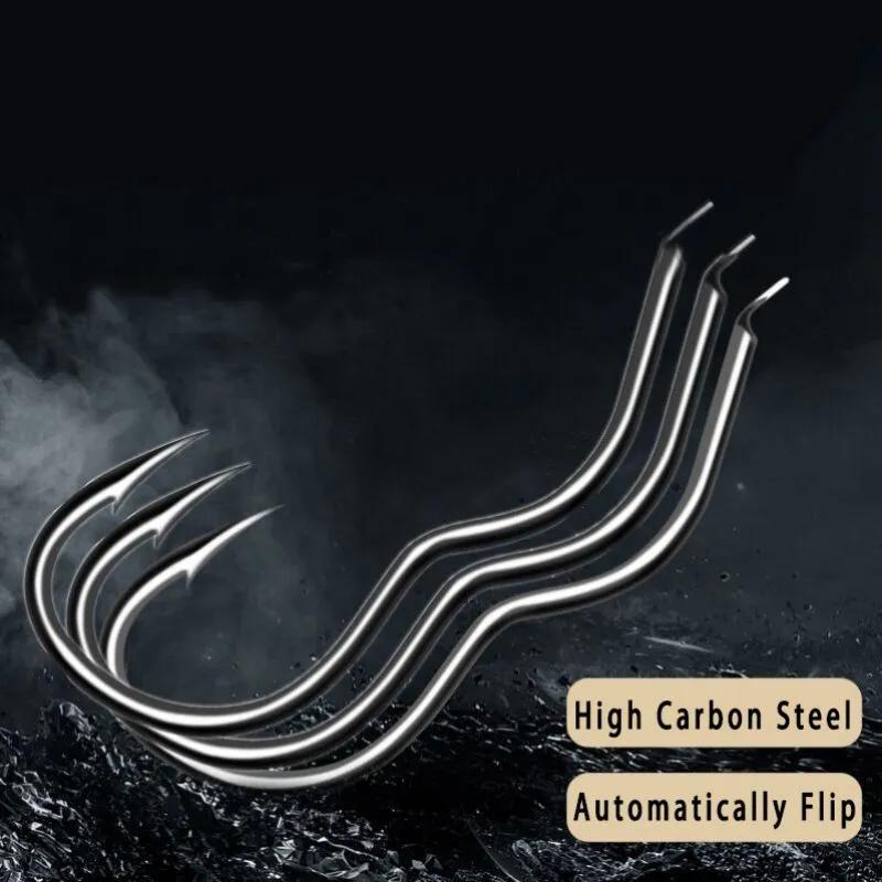 New Invention High Carbon Steel Fishing Hook Sharp Barbed Automatic Flip 12Pcs/Pack Fishhook for Carp Fishing Accessories