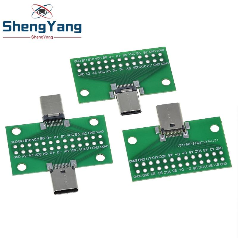 TZT Адаптер-плата для тестирования Type-C папа на Type-C мама USB 3.1, разъем Type C 24 pin 2.54 мм для передачи данных по кабелю