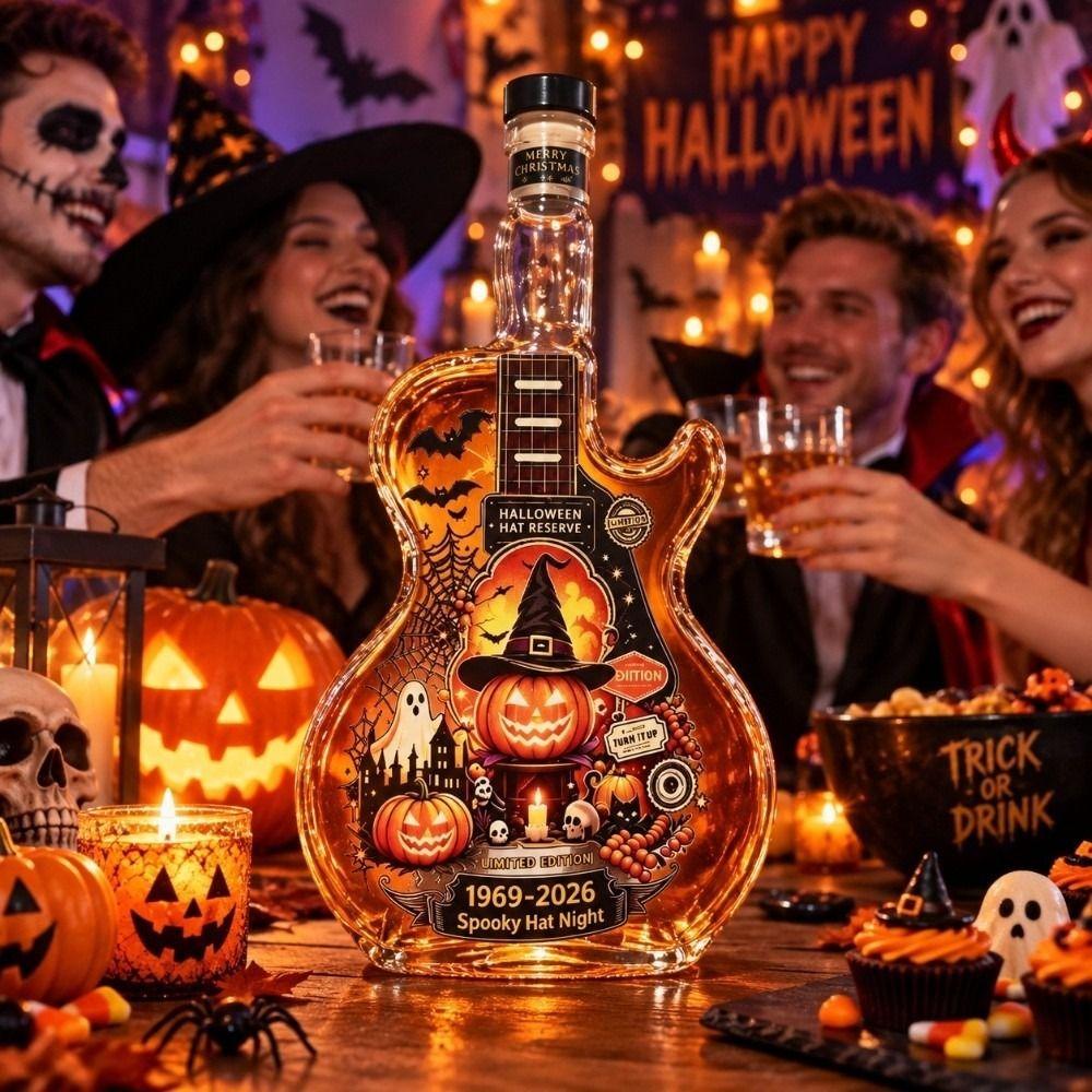 Pumpkin Guitar Liquor Storage Bottle Ghost Empty Wine Bottle Clear Glass Bottle  Halloween Holiday