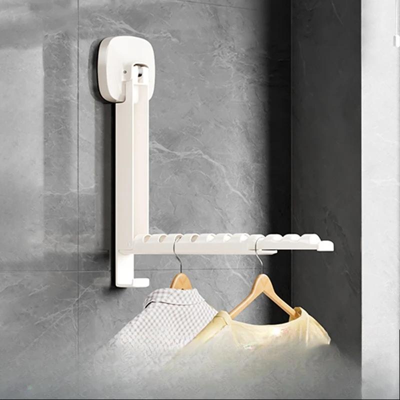 Выдвижная настенная сушилка для одежды – Складная конструкция с основанием на присосках, не требующим сверления, Идеально подходит для использования в помещении и на открытом воздухе