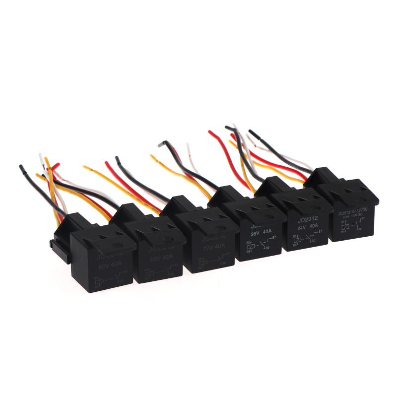 New 12V 24V 36V 48V 60V 72V 4Pin 5Pin 40A Automotive Relay With Interlocking Socket Heavy Duty For Truck Car Van Moto Boat Relay Relays 5