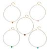 Stainless Steel Faux Pearl Necklace with Color Agate Pendant, French Gentle Niche Clavicle Chain