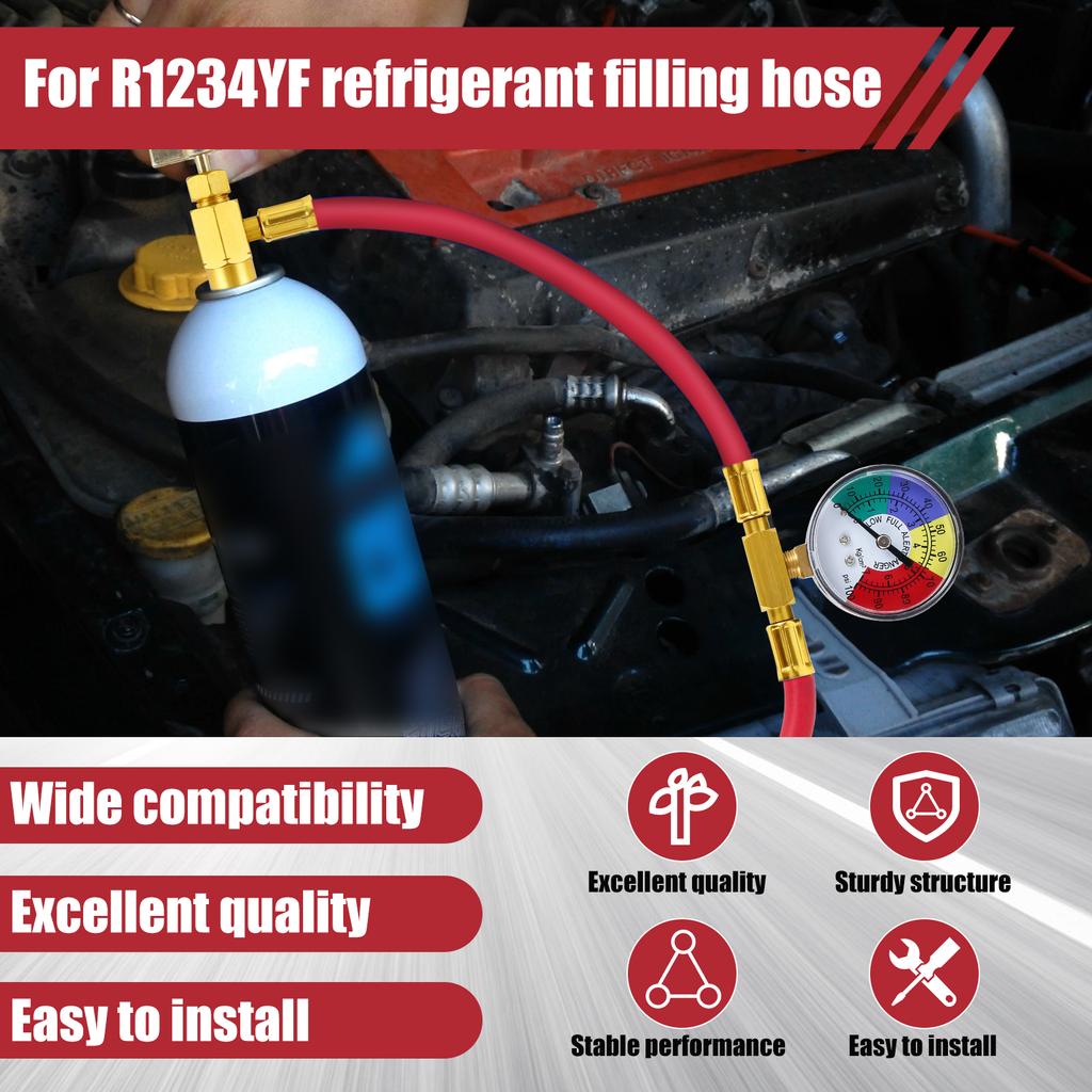 R1234YF Автомобильный шланг для заправки хладагента, алюминиевый сплав, комплект труб для заправки хладагента, прочный датчик, быстроразъемное соединение с низкой стороны для автомобиля