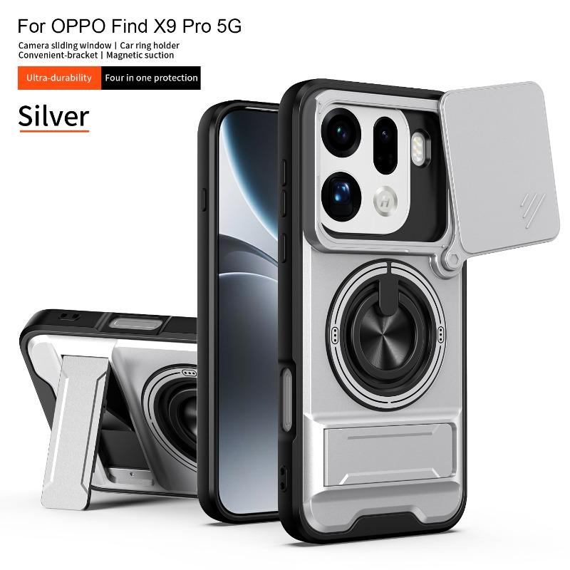 Встроенный магнитный автомобильный держатель Чехол для Oppo Find X9 Pro Find X 9 X9pro Слайдер для защиты камеры Ударопрочный Жесткий чехол