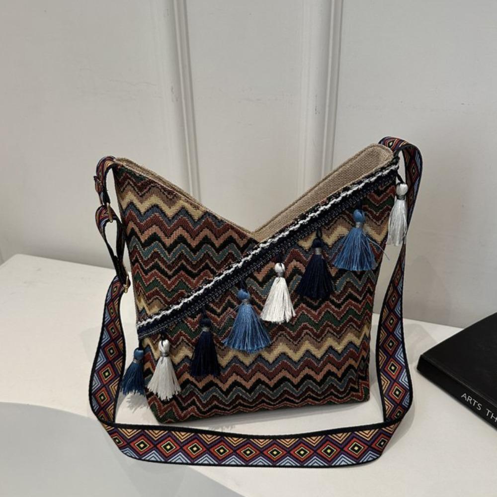 Кисточка Этнический Стиль Сумки через плечо Большая Вместимость Бахрома Сумка на плечо Богемная Сумка-тоут Путешествия